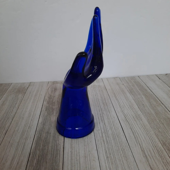 Cobalt Blue Hand Mannequin Glass Ring Holder Display - Picture 5 of 6